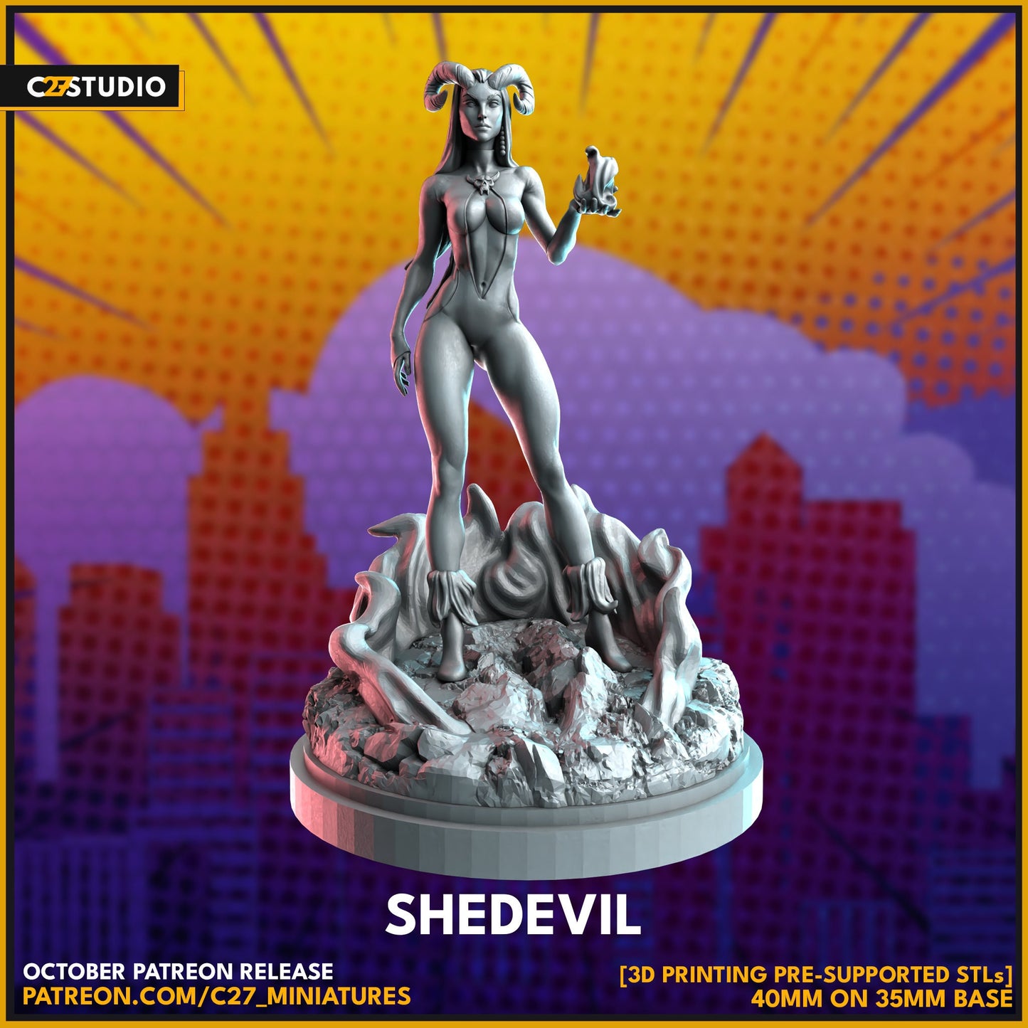 Satana / She-Devil 40mm miniature (sculpted by C27 collectibles) (Crisis Protocol Proxy/Alternative)