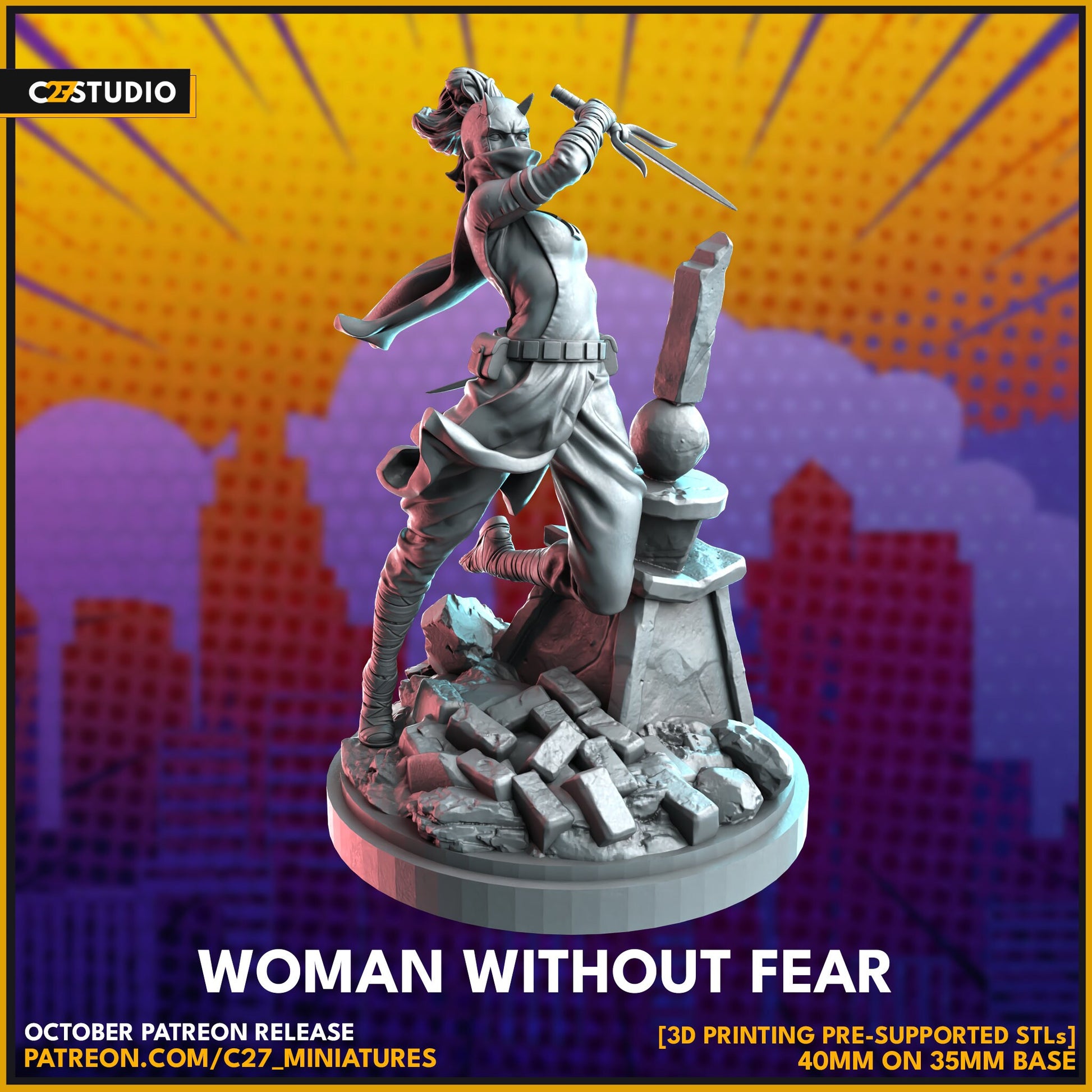 Elektra - Daredevil / Woman Without Fear 40mm miniature (sculpted by C27 collectibles) (Crisis Protocol Proxy/Alternative)