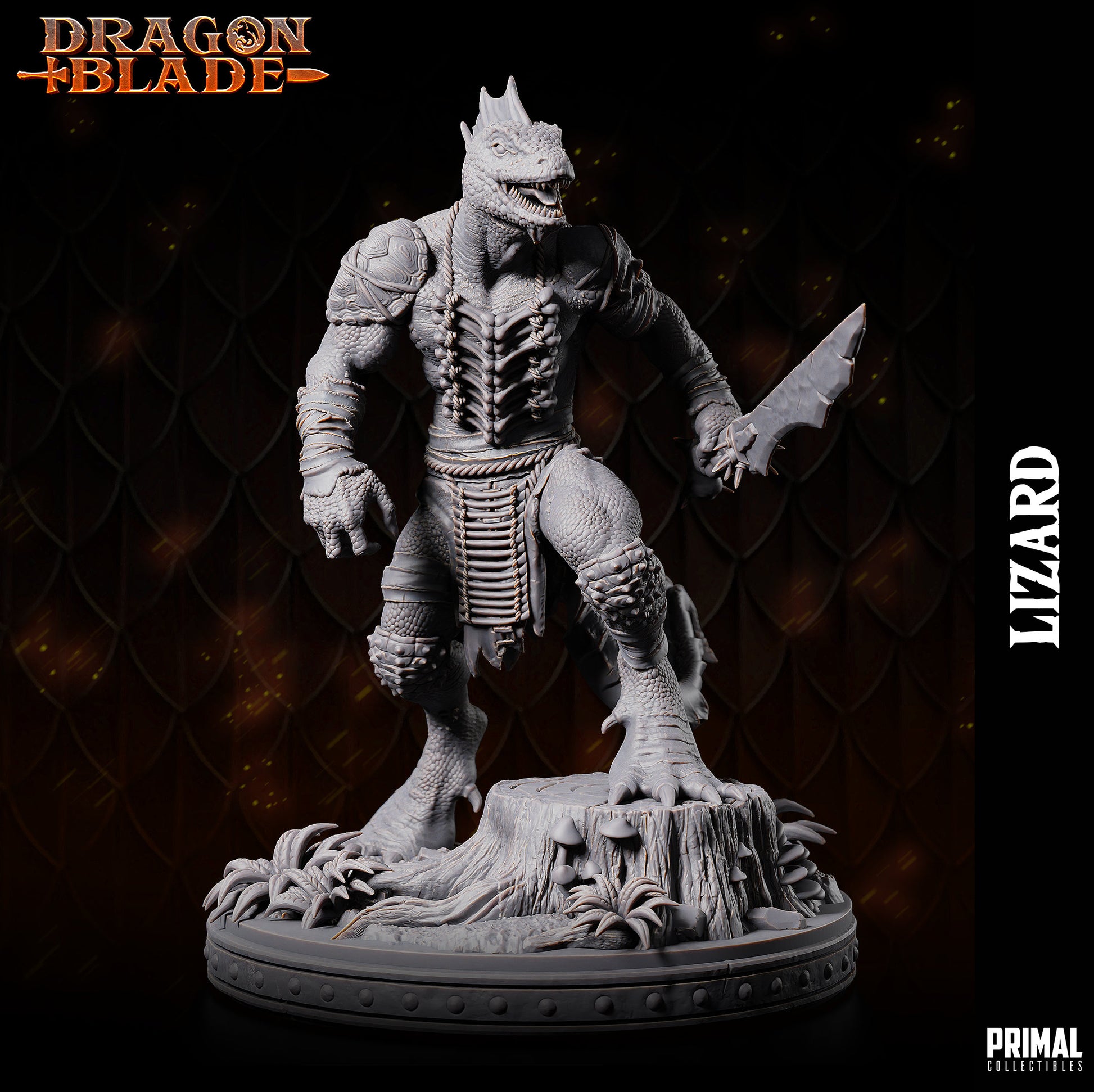 Lizardman 3 (32mm / 75mm) - Sculpted by Primal Collectibles