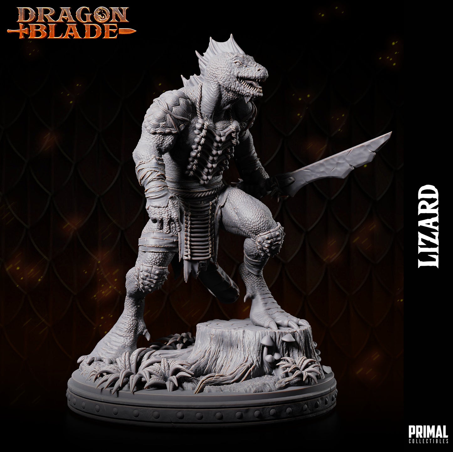 Lizardman 3 (32mm / 75mm) - Sculpted by Primal Collectibles