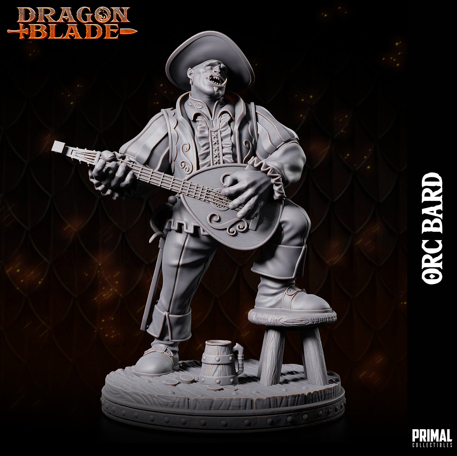 Orc Bard (32mm / 75mm) - Sculpted by Primal Collectibles