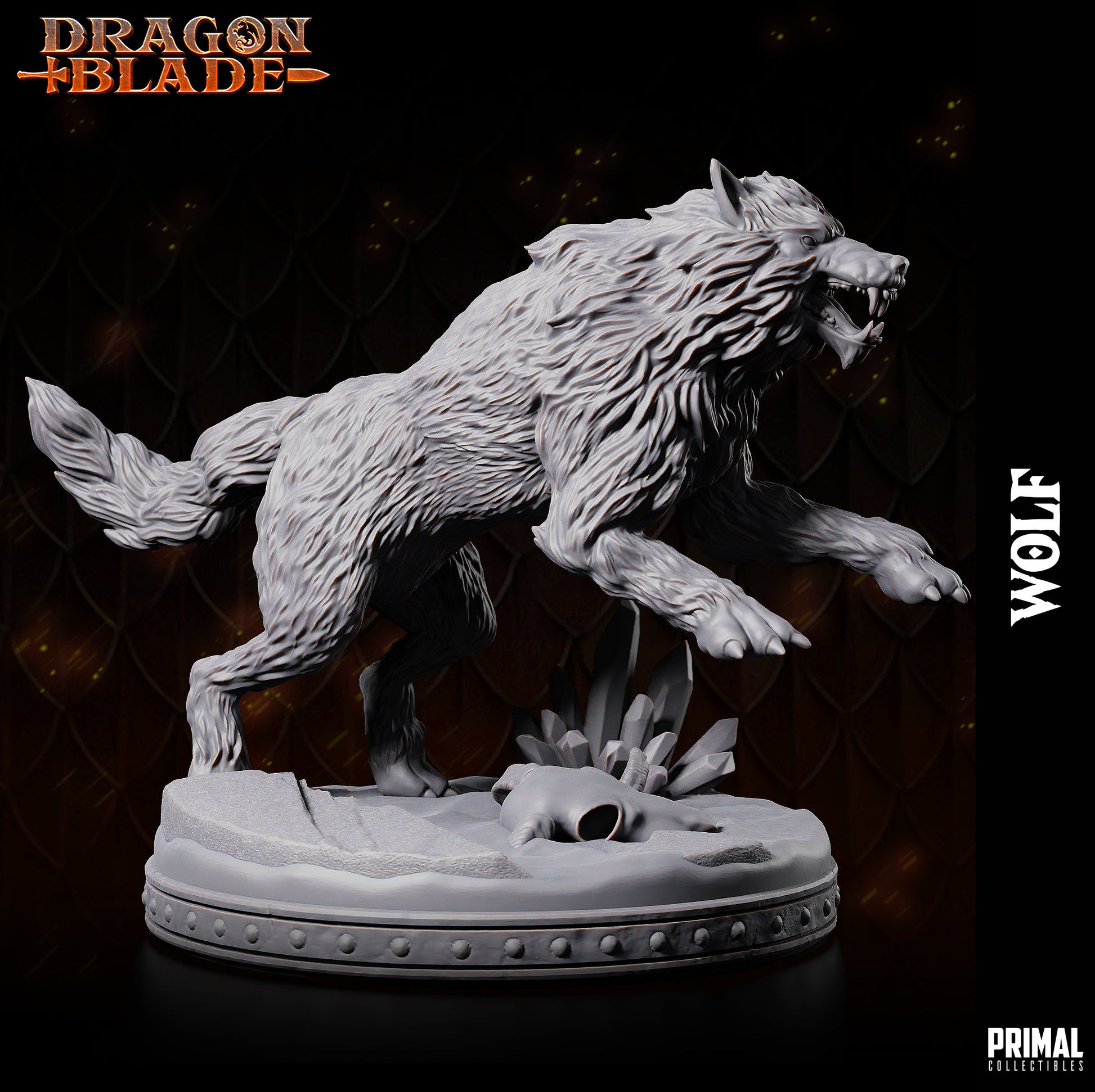 Wolf Snowdasher 1 (32mm / 75mm) - Sculpted by Primal Collectibles