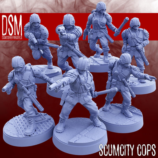 Scum City Cops - Set of 7 (Sculpted by David Sheff Models)