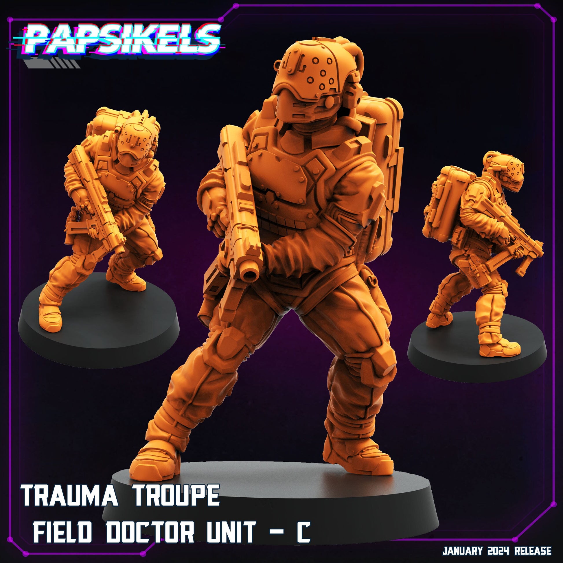 Trauma Troupe Field Doctor Unit C - Cyberpunk Miniature (sculpted by Papsikels)