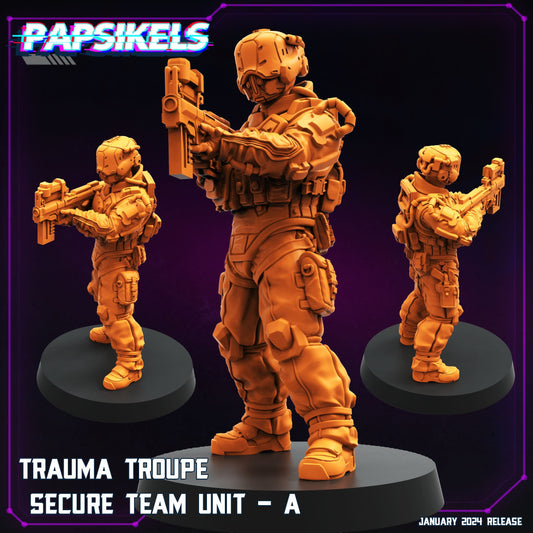 Trauma Troupe Secure Team Unit A - Cyberpunk Miniature (sculpted by Papsikels)