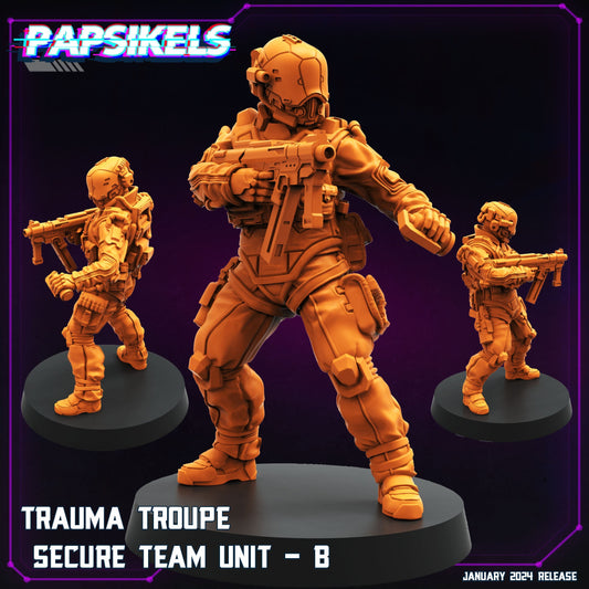 Trauma Troupe Secure Team Unit B - Cyberpunk Miniature (sculpted by Papsikels)