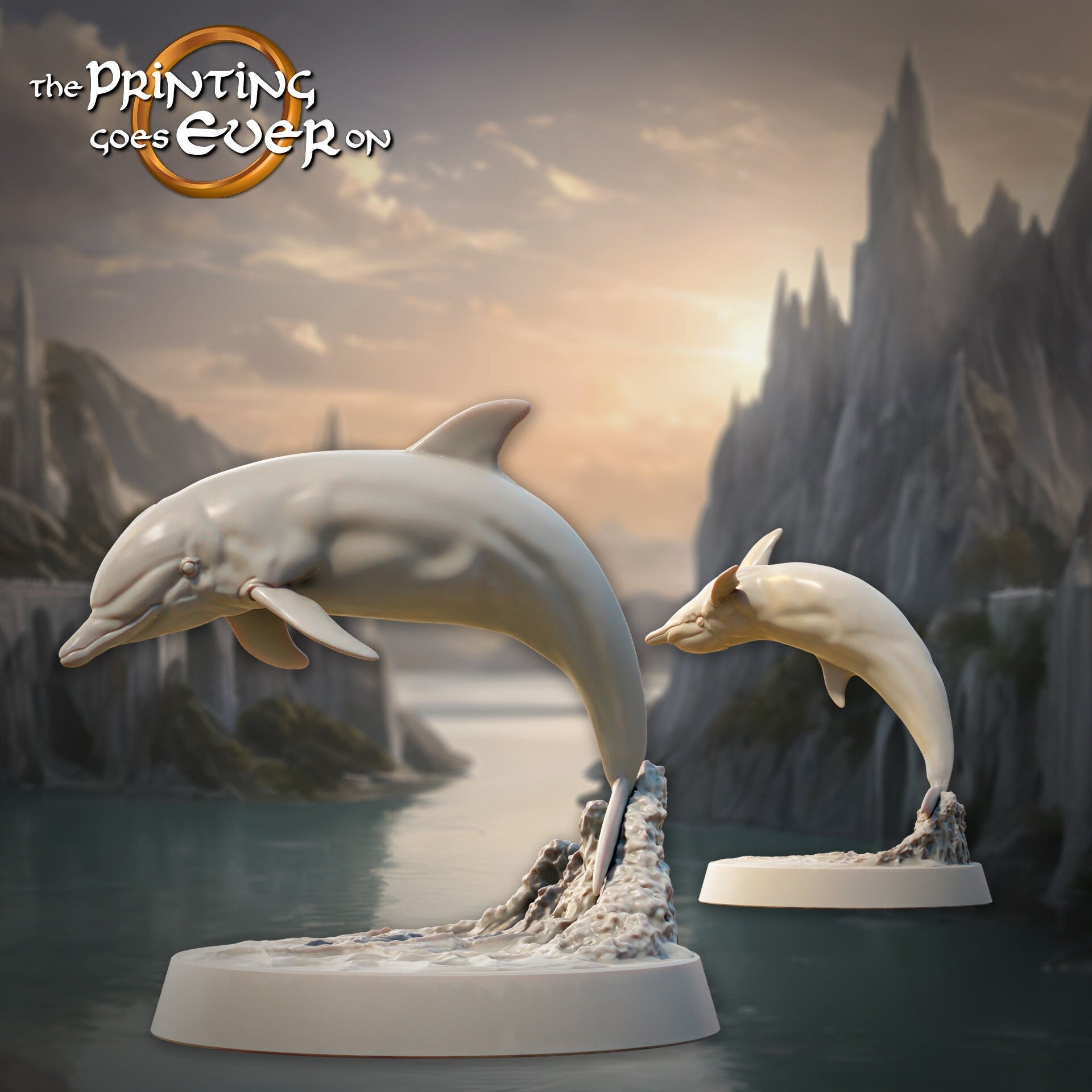 Dolphins Set of 2 - Chapter 43 Silver Shores (sculpted by Print Goes Ever On)