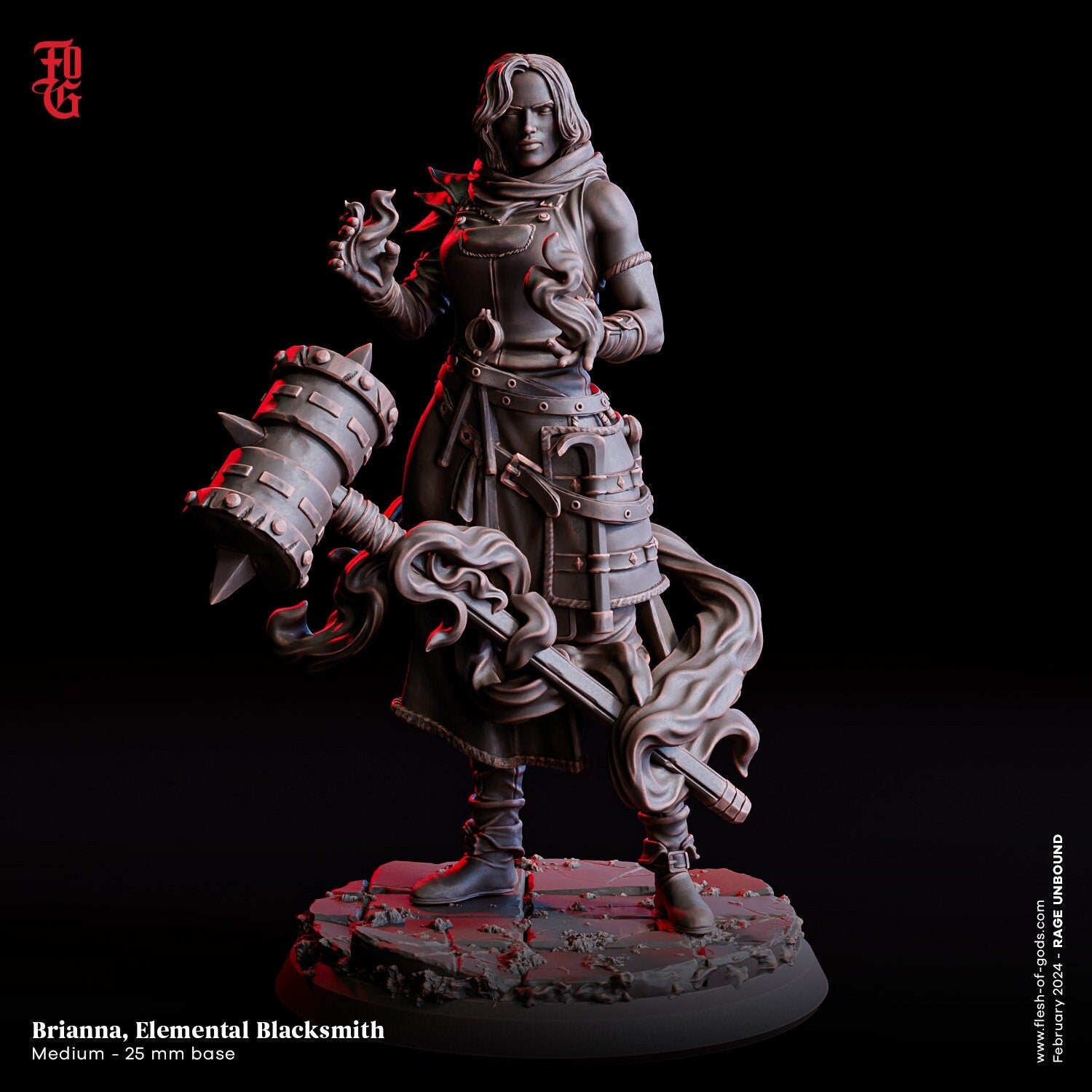 Brianna, Elemental Blacksmith - Rage Unbound (sculpted by Flesh of Gods miniatures)