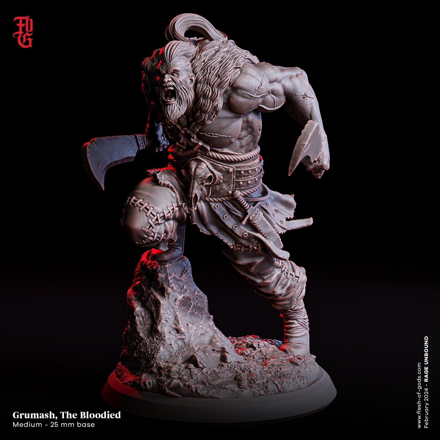 Grumash, The Bloodied - Rage Unbound (sculpted by Flesh of Gods miniatures)