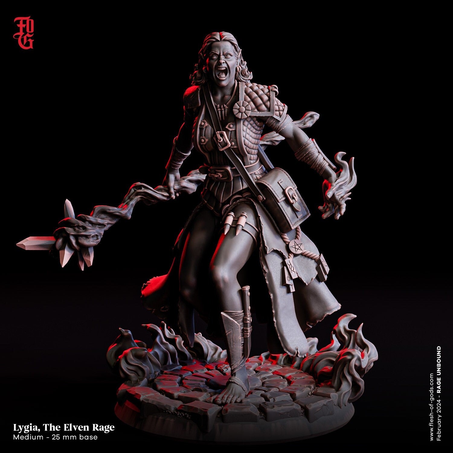 Lygia, The Elven Rage - Rage Unbound (sculpted by Flesh of Gods miniatures)