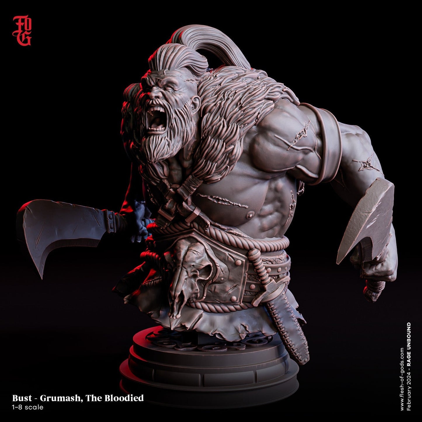 Grumash, The Bloodied BUST - Rage Unbound (sculpted by Flesh of Gods miniatures)