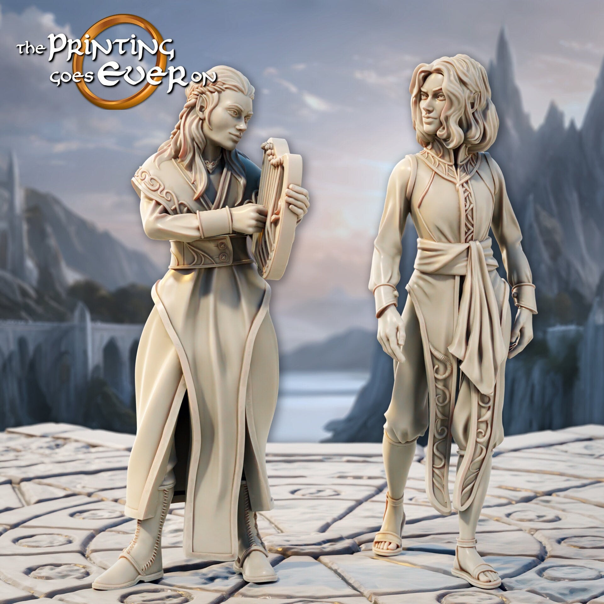 Elven Townsfolk - Set of 2 (sculpted by Print Goes Ever On)