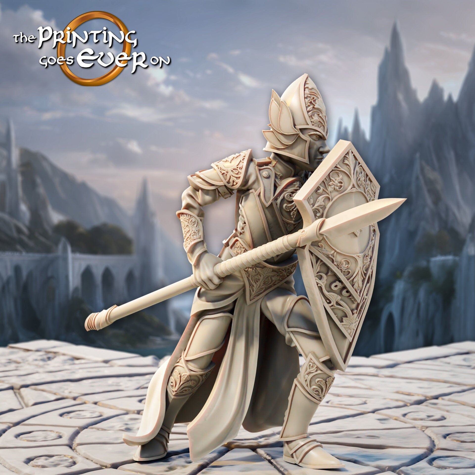 Elven Sentry with Spear C (sculpted by Print Goes Ever On)